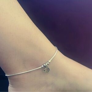 925 Silver Moon Charm Adjustable Anklet